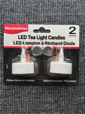 Necessities LED Tea Light Candles 2-Pack Flicker Flameless Lights
